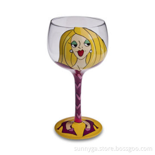 Amia Hand-painted Wine Glass with 380mL Capacity and 80mm Top Diameter